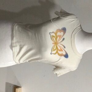 White butterfly crop top